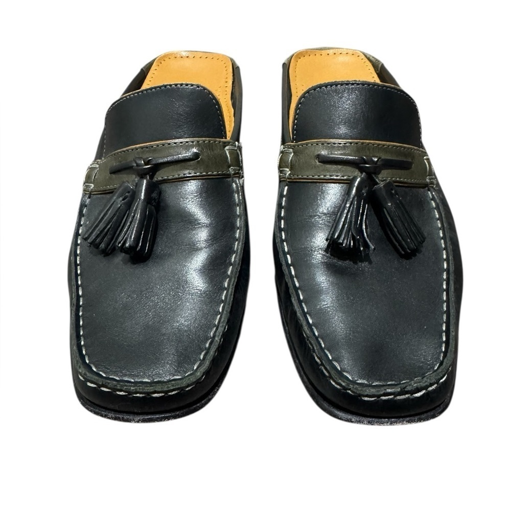 Cole Haan Black Leather Slide Loafers w/ Olive Saddle Strap | Women’s 8 - Picture 2 of 9